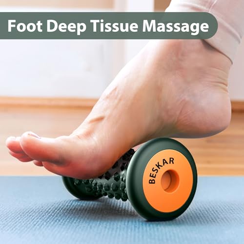BESKAR 2 Pack Foot Rollers Bundle Deal- Black and Blackish Green, Foot Massage Roller for Relief Plantar Fasciitis