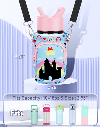 Miss Adola Kids Water Bottle Carrier, 10-18 Oz - color: Rainbow Castle