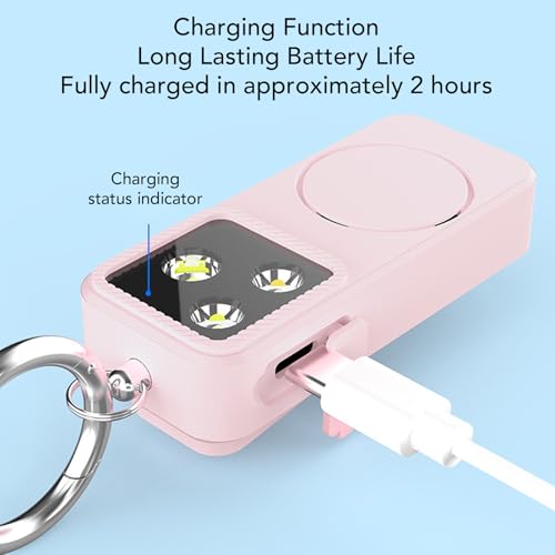 GOWENIC Personal Safety Alarm for Girls Women, 150dB Loud Alarm with LED Light, Comes with Anti Lost Keychain, Gifts for Women, Girls, Students, Night Running (Pink) - color: Pink