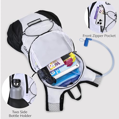Lightweight Hydration Backpack, Running Backpack with 2L Water Bladder - color: White
