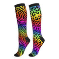 Compression Socks Knee High Support Socks Women Circulation Stockings for Athletic Running Cycling Flying - color: Leopard Zebra Print