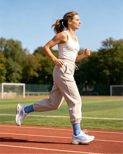Crew Socks for Women Cushioned Athletic Running Hiking Compression 5 Pairs - color: 5 Pairs Cozy Pastel Crew Socks, size: 10-12