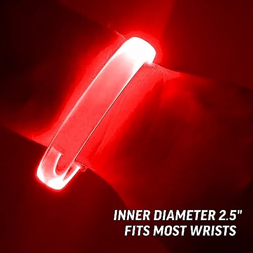 4 Magic Band Pack | Glow in The Dark | Flashing Light up for Concerts | Running Lights for Runners | Glow in The Dark Bracelets | Led Bracelet - color: Red