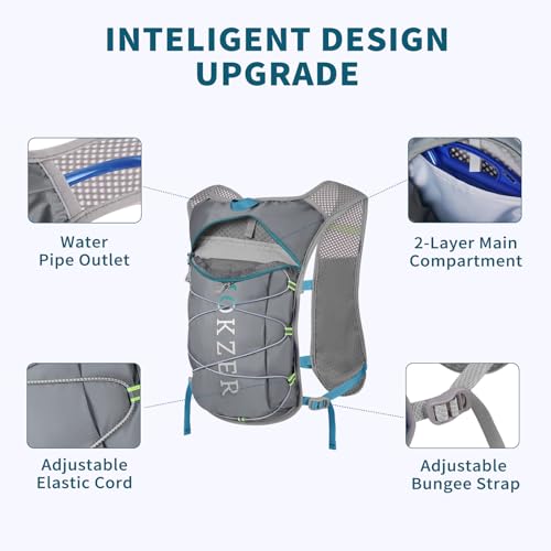 Running Hydration Vest with a 2L Water Bladder, Hydration Pack Lightweight Water Backpack for Running Hiking Cycling Marathon Trail Weekend Bags for Men Women