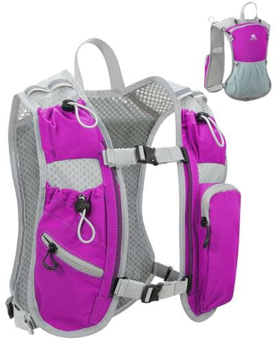 Running Vest for Women and Men, Hydration Running Backpack, Runners Vest, Hydration Vest, with Front Phone Holder, Adjustable Chest and Waist Strap - color: Rose Red, size: Only Backpack