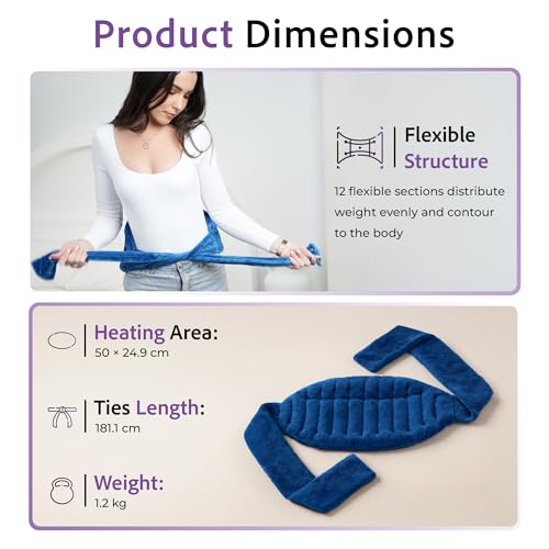 Microwavable Heating Pad with Straps, Extra Large, Blue, Hot/Cold Therapy - color: Blue, size: Extra Large