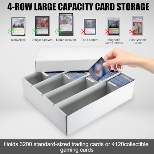 4 Row Trading Card Storage Box, 2 Pack 3200 Count Supporters&Divider white - size: 2 piece 12in for Standard