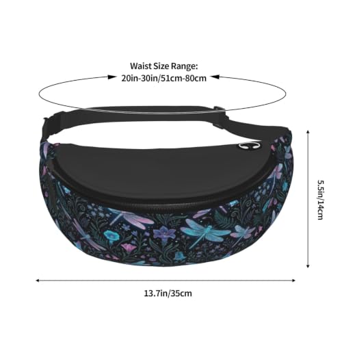 Dujiea Fanny Pack, Botanical Dragonflies Waist Bag With Headphone Hole Belt Bag Adjustable Sling Pocket Fashion Hip Bum Bag For Women Men Kids Outdoors Casual Travelling Hiking Cycling - color: Botanical Dragonflies