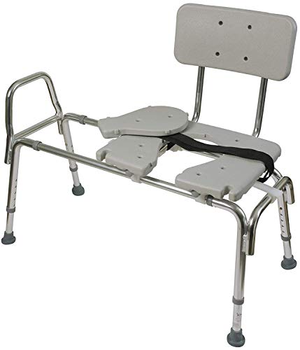 DMI Tub Transfer Bench and Shower Chair with Non Slip Aluminum Body, FSA Eligible, Adjustable Seat Height and Cut Out Access, Holds Weight up to 400 Lbs, Bath and Shower Safety, Transfer Bench - style: Standard Sliding