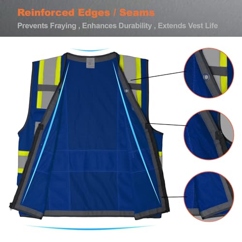 High Visibility Vest for Men Reflective Safety Vest, Blue M - color: Blue, size: Medium