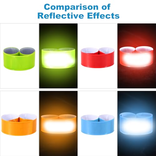 PATIKIL Reflective Slap Bands, Reflector Band Snap Bracelet Armbands High Visibility Safety Reflectors Wrist Strap Strips for Night Jogging Cycling Running - color: Green