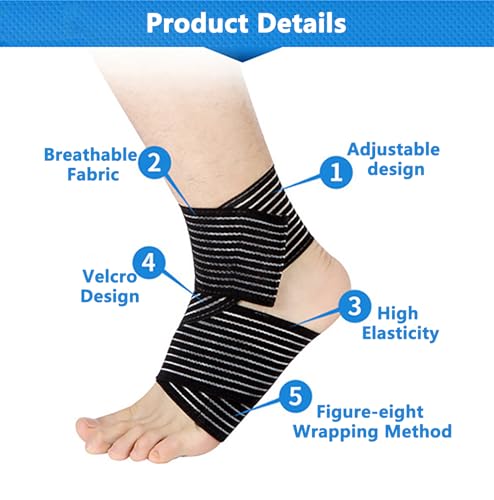 Mealah Elastic Ankle Compression Bandage Adjustable Ankle Strap Heel Brace Wraps Breathable Ankle Band for Stabilising Ligament