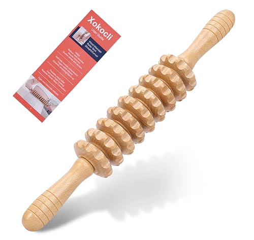 Cellulite Massage Tool Wood Therapy Massage Tools Fascia Blaster Muscle Roller Lymphatic Drainage Massager Deep Tissue Massage Stick for Legs Thighs Relief Recovery(White 9-Wheel) - color: Nude 9-wheel