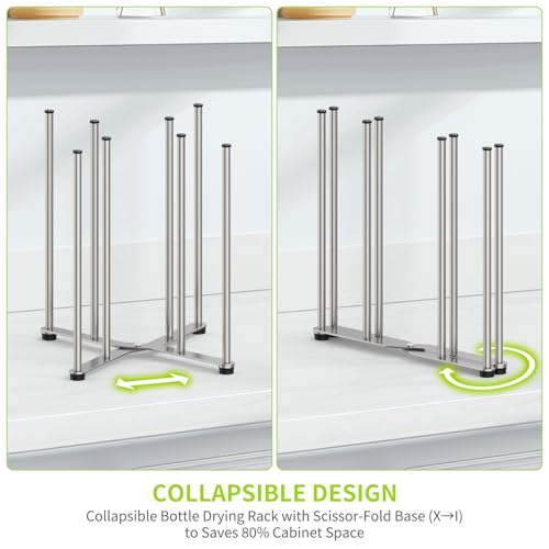 Reusable Bag & Bottle Drying Rack, Collapsible Countertop Organizer - size: Large