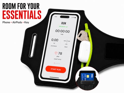 Running Armband Phone Holder with Earphone Bag, Sweatproof Sports Arm Band