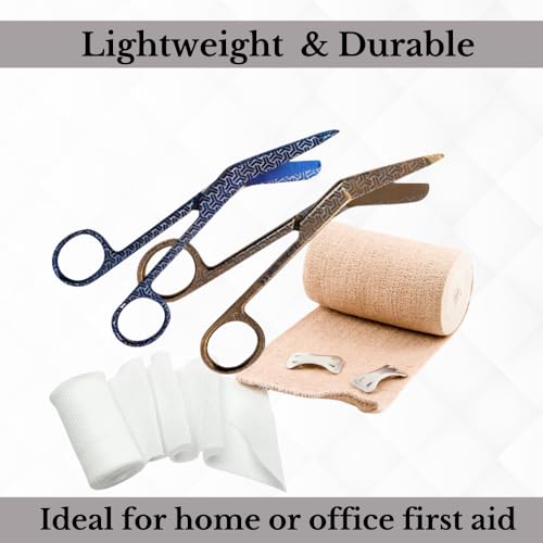 Bandage Scissors 5.5" Long Set of 6 Nurse Vet Tech Gift Made of Stainless Steel with Colorful Patterns First Aid Used For Cutting Gauze Tape Clothing Bandages Vet Wrap Adhesive Removal (Set 9) - style: Set 9