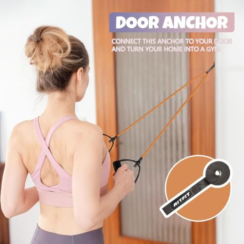 RitFit Single Resistance Bands with Handles Door Anchor for Home Gym - size: 45-50lbs