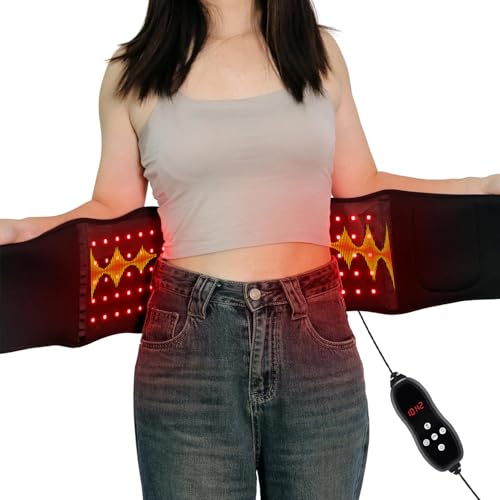 Red Light Therapy Massage Belt, Vibrating Infrared Light Wrap Pad for Body - color: Black