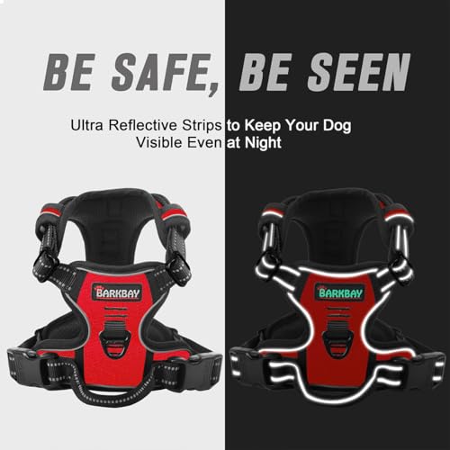BARKBAY Dog Harness No Pull for Small Sized Dog Front Back Clips,Dog Vest - color: Red, size: X-Small(Chest:15.5-19.5”)