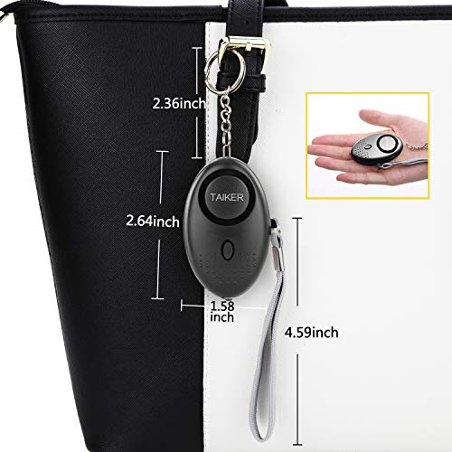 Personal Alarm for Women, 5Pcs 140dB Self Defense Keychain LED Light - color: Black, Silver, Purple, Gold, Blue
