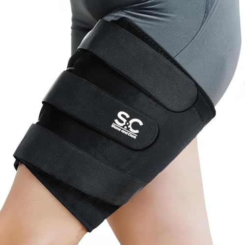 Stone and Clark Thigh Brace Support – Adjustable Thigh Compression Wrap for Hamstring, Quad & Groin – Breathable Latex-Free Neoprene Thigh Wrap for Men & Women – XXL (Fits 25–29.5" Mid-Thigh) - size: XXL (25-29.5")