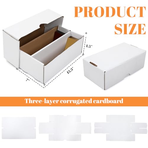 Yexiya 2 Pack 1600 Count Trading/Gaming Card Storage Box 2 Row Cardboard Storage Boxes for Gaming Cards Baseball Football Basketball Hockey Sports Collecting Supplies, White