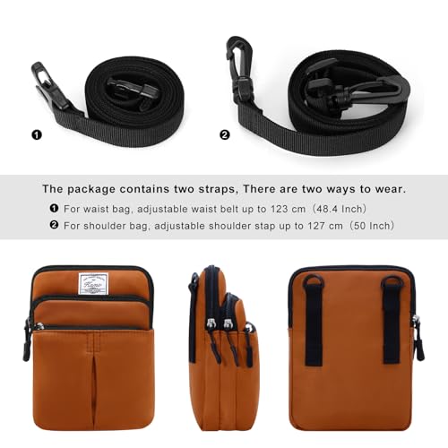 KAMO Multifunction Phone Waist Bag - Diagonal Crossbody Purse for Women & Men - color: Brown