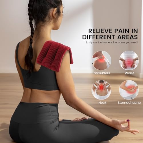 Microwave Heating Pad 6 x 12 Small Heating Pad Microwave, Microwave Bean Bag Heating Pad for Neck and Shoulders, Moist Heat Pack Pillow Warm Compress for Knee, Muscles, Joints, Wrist (Wine Red) - color: 6 X 12" Wine Red - 1 Pack