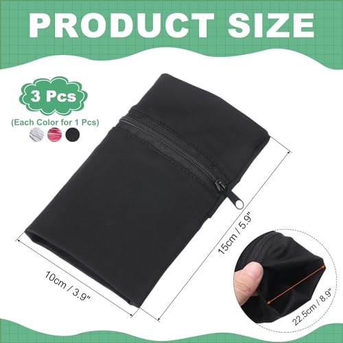 uxcell Wrist Pouch Wrist Wallet Sports Wristband Wallet with Zipper Pocket for Running Jogging Cycling Yoga - color: Black/Gray/Red