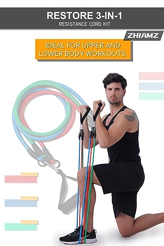 Resistance Bands with Handles, Exercise Bands with Handles, Door Anchor - color: 3-in-1 Band-90lbs