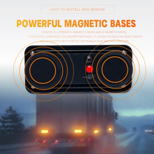 Amber/Blue Magnetic Flashing Strobe Lights/w Controller, 2-Pcs - color: 2pcs Amber/Blue