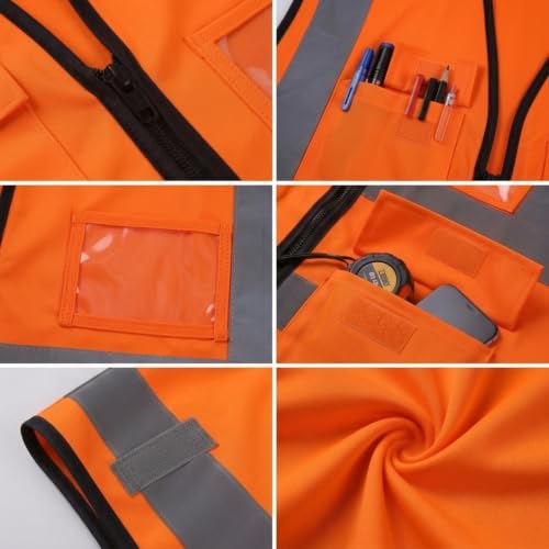 Safety Vest High Visibility Reflective Construction Vest - color: Orange, size: 5X-Large