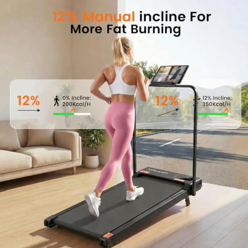 ANCHEER Walking Pad with Incline - Under Desk Treadmill with Handle Bar - color: Carbon Black