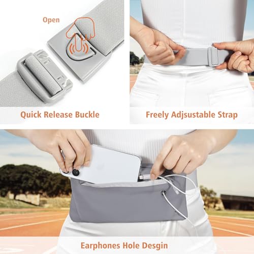 WHIPPY Slim Running Belt Fanny Pack for Women Men Elastic Runners Belt Waist Pouch Chest Bag Phone Holder Waist Pack for Running Hiking - color: 7-Dark Grey