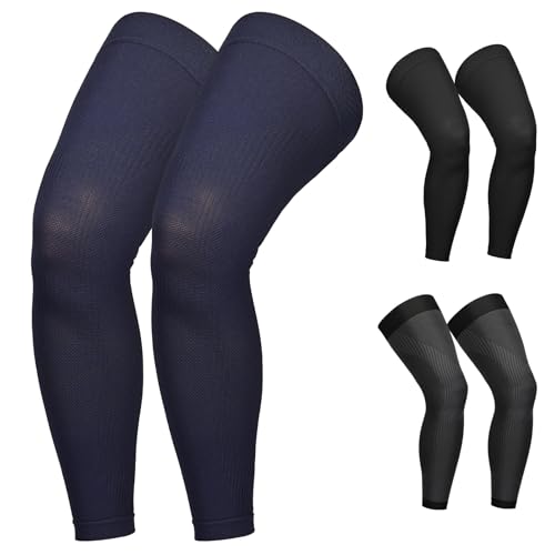 KEKING Full Leg Compression Sleeves, 20-30mmHg Graduated, Unisex, Running - color: Navy Blue, size: XX-Large