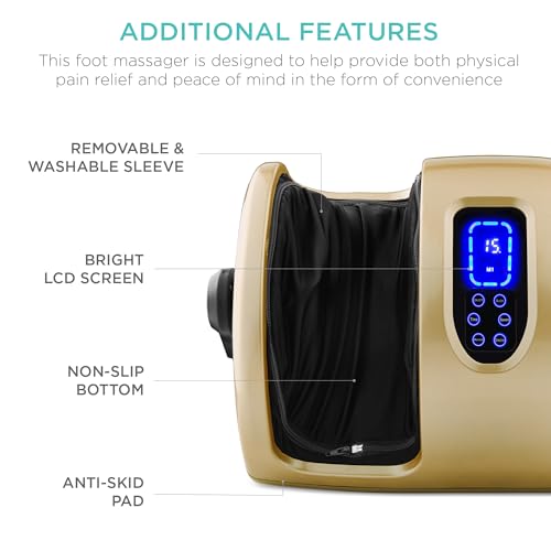 Best Choice Products Shiatsu Foot Massager with Heat for Plantar Fasciitis & Neuropathy, Kneading Foot & Calf Massager with Remote, 360° Adjustable Handle, Rolling & Compression Massage - Gold - color: Gold