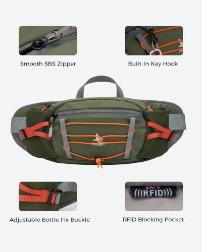 Fanny Pack with 2 Water Bottle Holder for Women Men, Waist Bag - color: Green