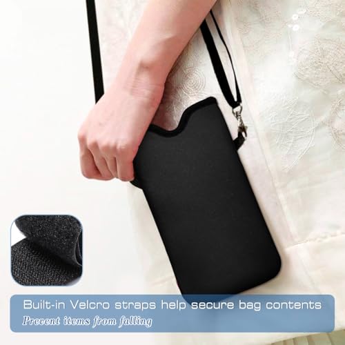 Neoprene Cell Phone Pouch 7.5 X 4.3 in Cloth Mobile Protection Case Bag with Crossbody Strap Neck Lanyard Cell Phone Case Black - color: Black