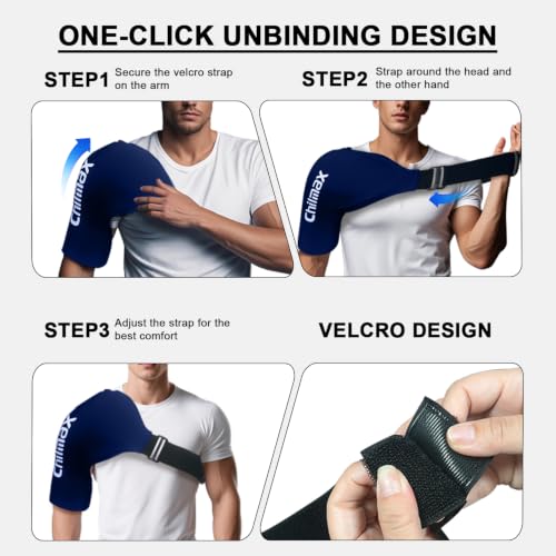 Shoulder Ice Pack Wrap for Rotator Cuff Cold Therapy Brace 2Pack - color: 2 Pcs Large-blue