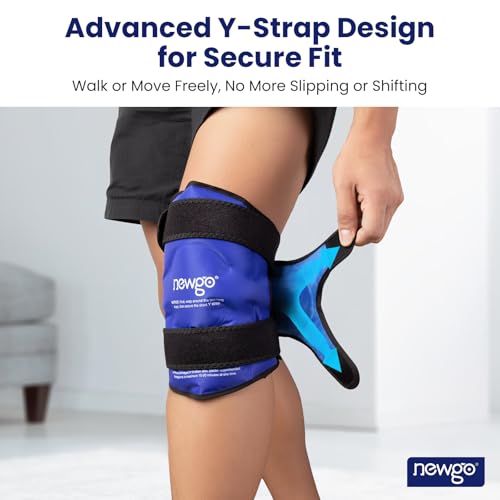 NEWGO Knee Ice Pack Wrap, 360° Full Wrap, Blue - color: Regular Blue 1-pack