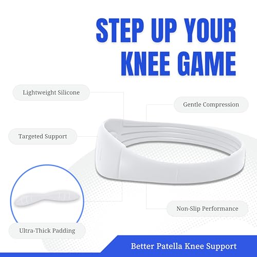 COOLSET Patella Band Knee Strap - 2 Pack Patellar Tendon Support Strap for Knee Pain Relief - Non-Slip Knee Brace for Jumper’s Knee, Tendonitis, Basketball, Running - Men, Women, Youth w/ Travel Bag (White) - color: White