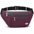 Entchin Water-Resistant Fanny Pack, 4-Zipper Belt Bag - color: Burgundy