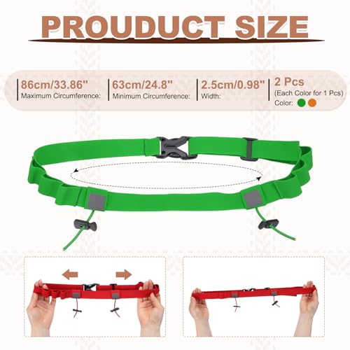 Bib Belt Race Belt Triathlon Number Holder 2Pcs Green/Orange - color: Green/Orange