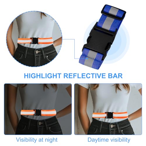 PATIKIL Adjustable Reflective Running Belt, Glow Pt Belt Sash for Cycling Walking - color: Blue, size: 1.5 Inch