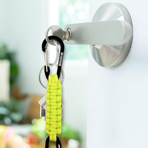 BRAVESHINE Paracord Keychain Carabiner Clip | D Ring Hanger Lanyard Hook - color: Green