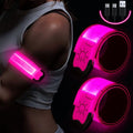 Simket LED Armband Rechargeable for Running(2 Pack), Running Lights for Runners, Running Lights, High Visibility Reflective Running Gear Adjustable Light Up Arm Bands for Men Women Kids - color: pink