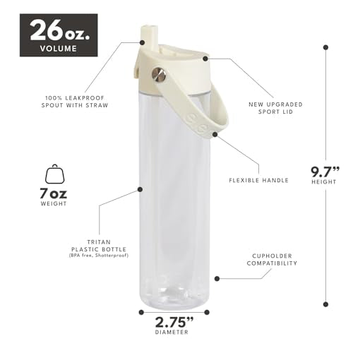 Elemental Splash 26oz BPA-Free Reusable Water Bottle w/Straw & Charm Strap - color: Clear Charm, size: 26 Ounces