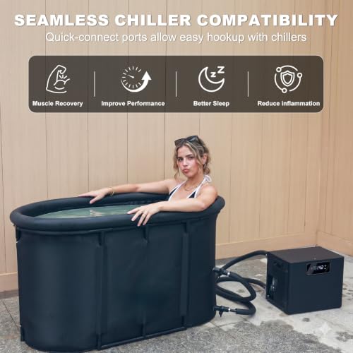 Upgraded 148Gal XXL Oval Ice Bath Tub for Athletes, 7 Layered Portable Cold Plunge Tub with Insulated Lid and Travel Bag, Inflatable Ice Pod for Home, Gym, Indoor, Outdoor Use - size: 148Gal Ice Tub