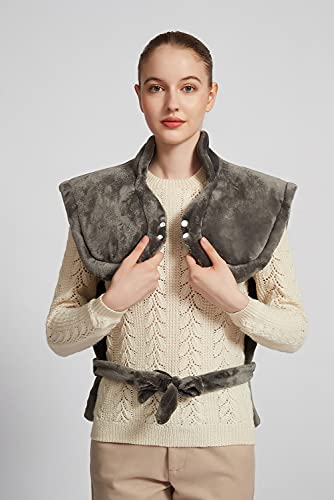 26" x 35" Flannel Neck&Shoulder&Back Heating Pad with 12 Temperature Settings&Countdown Timer, Pain Relief for Back/Neck/Shoulders/Menstrual Pain(Dark Grey) - color: 03-dark Grey