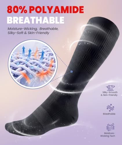 PULIOU Compression Socks for Women Men 15-20 mmHg Easy On Off,2 Pairs - color: Black, size: Large-X-Large